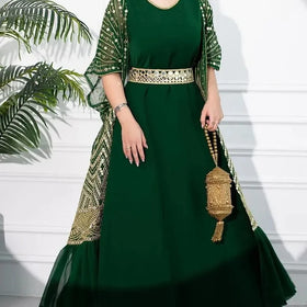 2024 New Spring Summer Casual Pleated Vest Printing Belt Evening Dresses Plus Size 2-piece Set