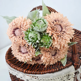 O-X368 Wholesale Silk Giant Sunflower bunch Real Touch pink Sunflower Artificial Flower Bouquet Artificial Sunflower Decoration