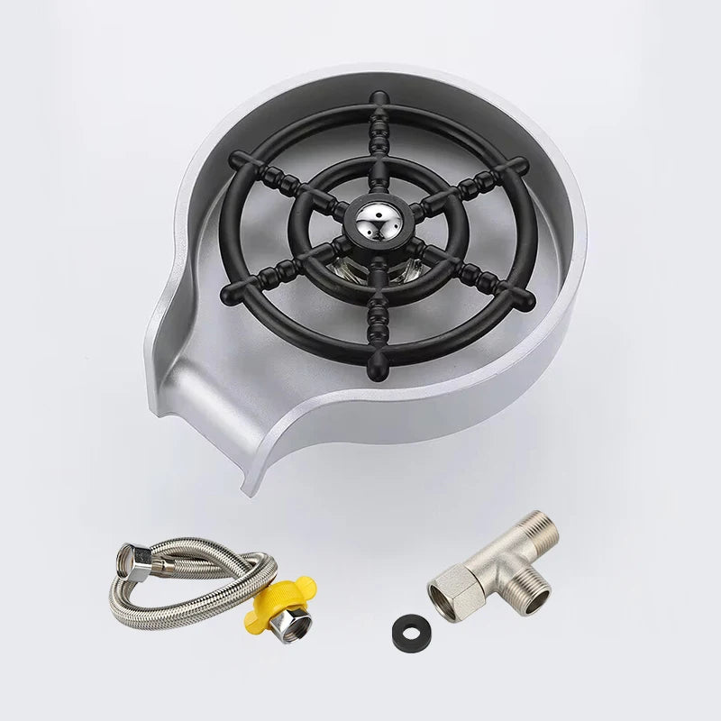 High Pressure Cup Washer Sliver Automatic Glass Cup Washer Rinser Cleaner Glass Rinser for Sinks