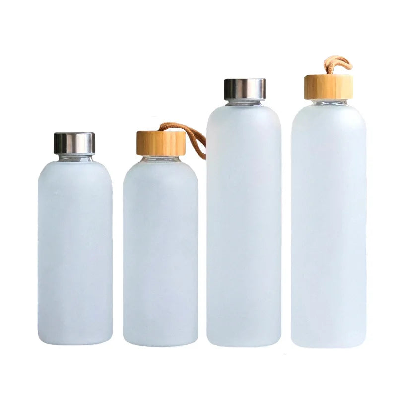 1L 32 oz 700ml Frosted Gradient Color Gym Fitness Sports BPA Free Borosilicate Glass Motivational Water Bottle With Time Marker