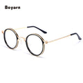 Boyarn Glasses Frame Men's Business Decoration Eyeglasses Frame Round Punk Anti-Blue Light Myopia Glasses Frame