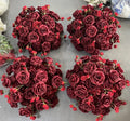 Handmade Realistic Artificial Silk White Rose Flower Ball for Wedding Party Valentine's Day Event Table Centerpiece Decoration