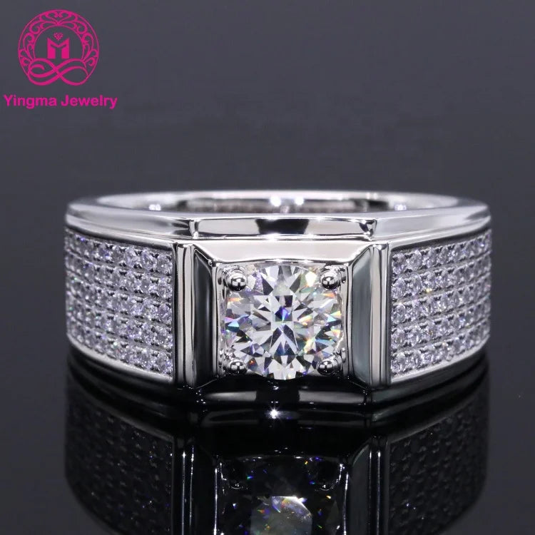 Luxury Vvs Moissanite Ring Men Use 925 Sterling Silver Rings Moissanite with GRA Certificate Men Wedding Rings for Engagement
