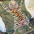 Wholesale Warm Outdoor Jacquard Green Cotton Picnic Rug Throw Woven Blanket Tapestry