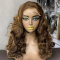 Wholesale Cheap Human Hair WigsClosure Wig Brazilian Hair Wig Curly HairDouble Drawn Wig Ocean Wave Hair Wig Piano Color