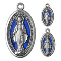 Virgin Mary Medal Blue Silver Medal 24*13mm Alloy Pendant Catholic Religious Charm Accessory