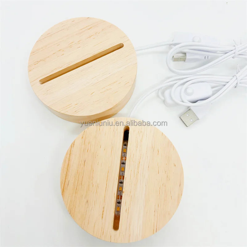 Manufacturer Custom USB Night Light Handmade Polished Wood Base for Holiday for Personalized Wood Crafts Wooden Boxes Wall Signs