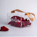 Custom Flower Girl Basket Wedding Basket Petals Basket With Gold Ribbon Transparent Acrylic Flower Holder for Confetti