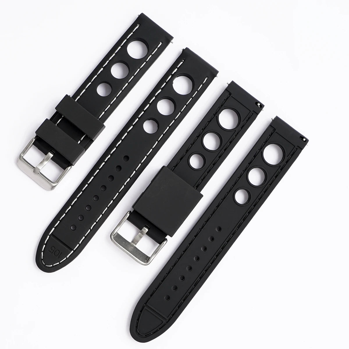 YUNSE Premium 20mm 22mm Silicone Band Breathable Rally Silicon Wristband 3 Holes for Smartwatches Rubber Racing Diver Style
