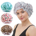 GTOP Wholesale Custom Logo Large Size Double Layer Waterproof Satin Bonnets Shower Caps Bathing Hat Hair PE Bonnet for Women