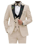 XXS-7XL Men's Suit Three Piece Set Groom and Groomsman Wedding Banquet Oversized Suit  Pants+Vest+Blazer