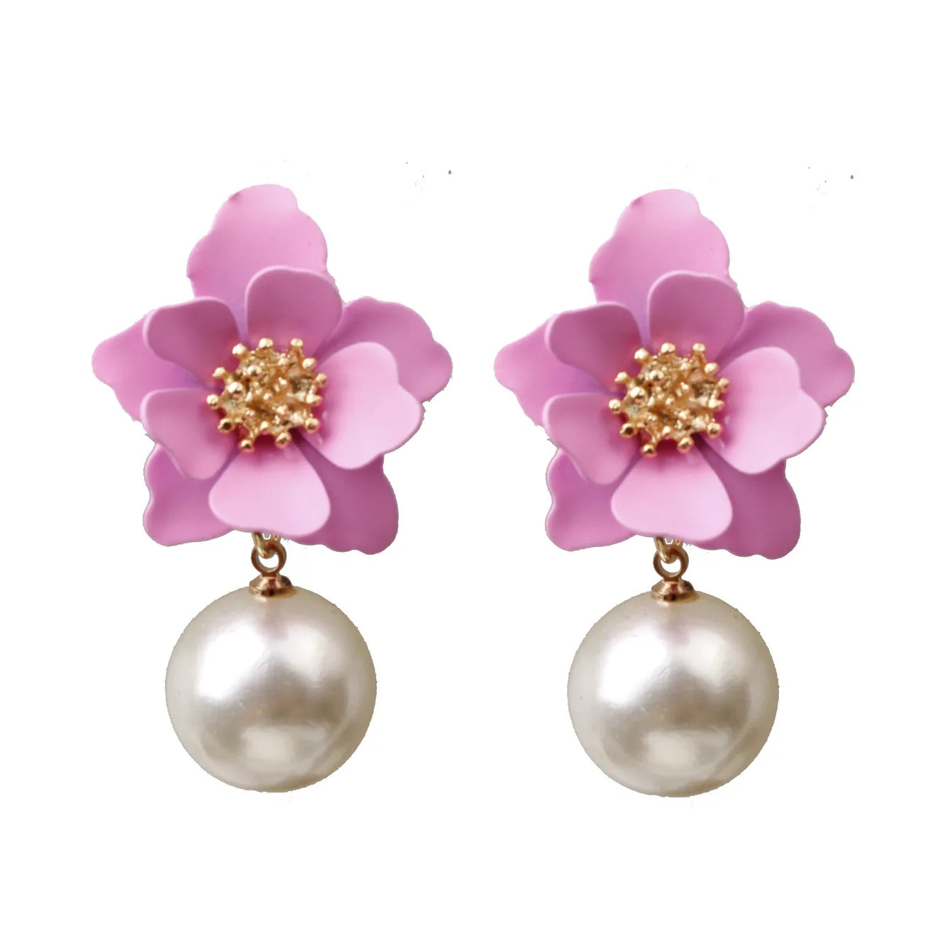 Pearl Pendant Earrings Short Earrings Women's Fashion Imitation Pearl Jewelry Sweet Flower Earrings Accessories