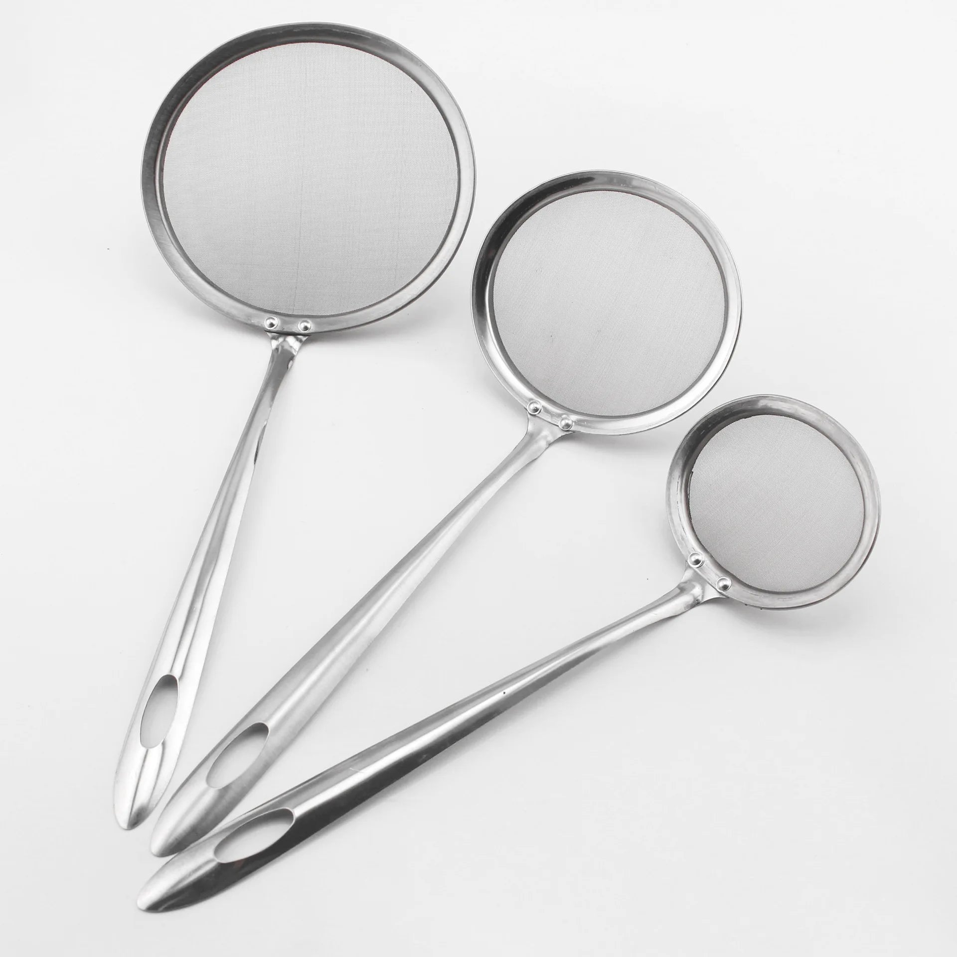 Hot Sale Kitchen Utensils Stainless Steel Skimmer Tea Strainer Colander Oil Frying Scoop Mesh 100pcs MOQ