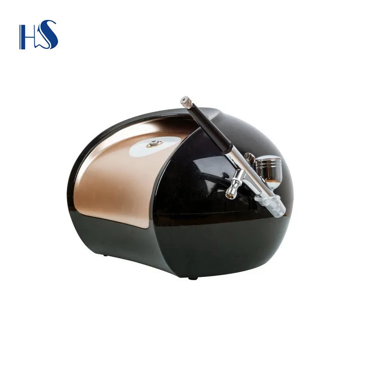 HSENG HS-579 Portable Mini Airbrush Compressor Gravity Feed Nail Airbrush Piston 28L/min Air Flow 3-Speed Adjustable Copper ABS