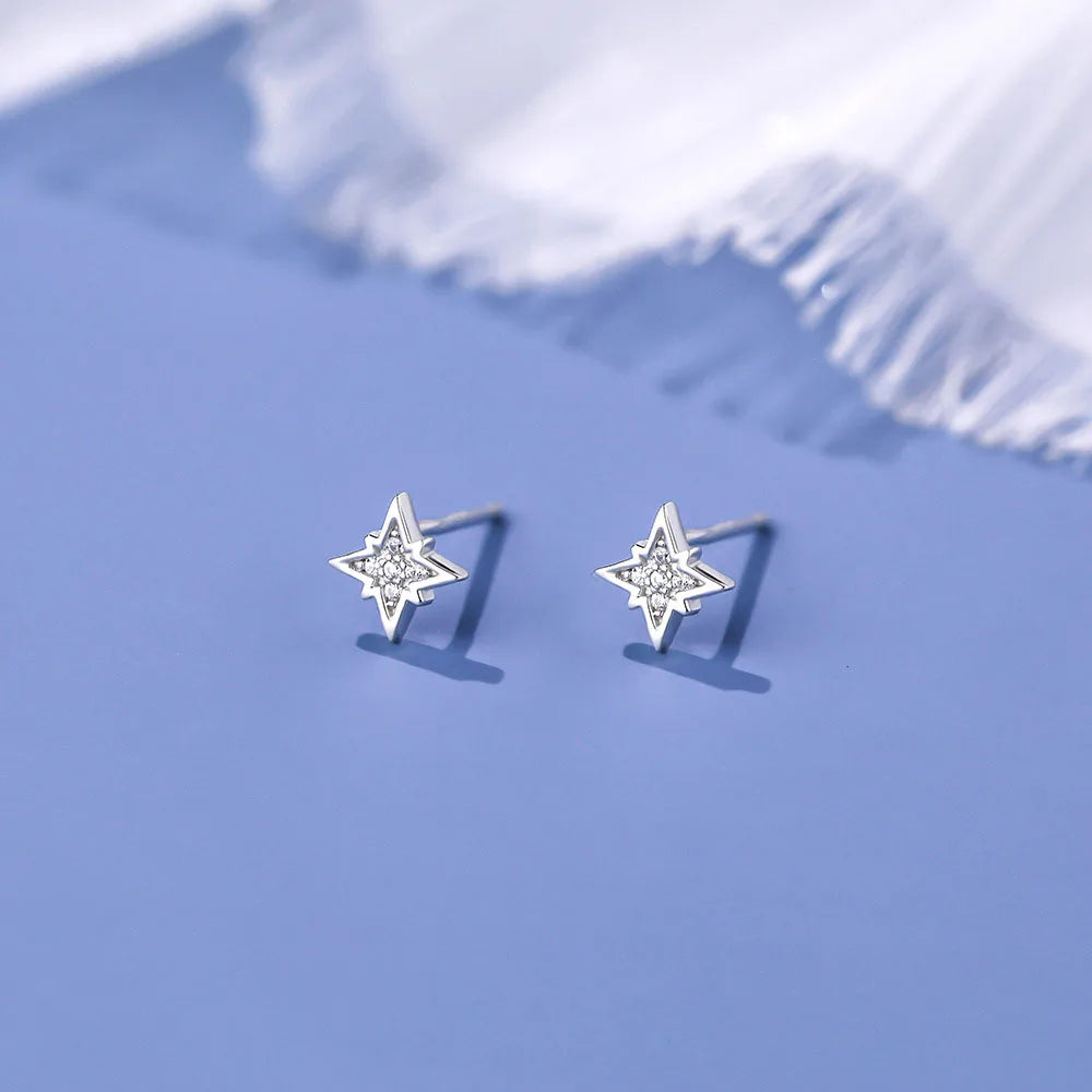 Crystal Zircon Star S925 Sterling Silver Stud Earrings for Women Jewelry Accessories YB-XY-424