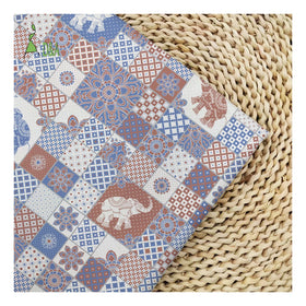 Customized Ethnic Elephant & Floral Printed Fabrics 100% Cotton Fabric for Shirts