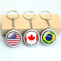 Custom LOGO Rotatable Crystal Round Pendant American Argentina Uruguay Jamaica Brazil Mexico Canada Chile Haiti Flag Keychain