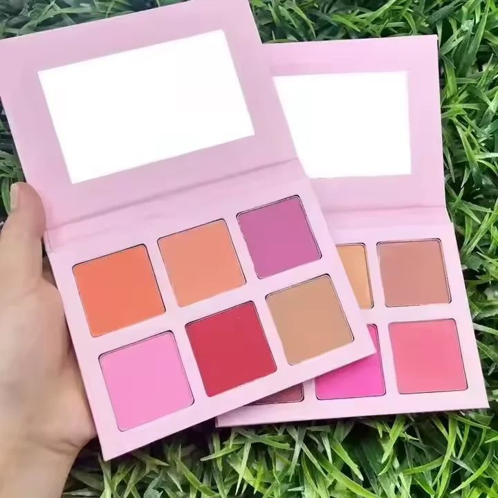 High Pigmented Pressed Powder Highlighter Contour Blush Palette DIY 6 Colors Powder Blush