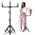 Wholesale Portable Telescopic Metal Canvas Head Holder Wig Stand Black Color Mannequin Head Tripod for Making Wigs