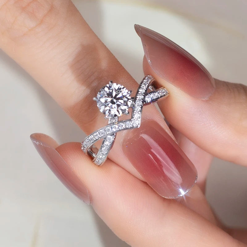 Messi Jewelry MSR-927 14k 1ct Round Cut Lab Diamond Women Jewelry Ring Luxury Engagement Ring Style