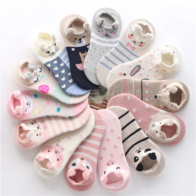 Fashion Cotton Summer Calcetines De Mujer Beautiful Cute Animal Pattern Colorful Socks Low Cut No Show Ankle Socks for Women