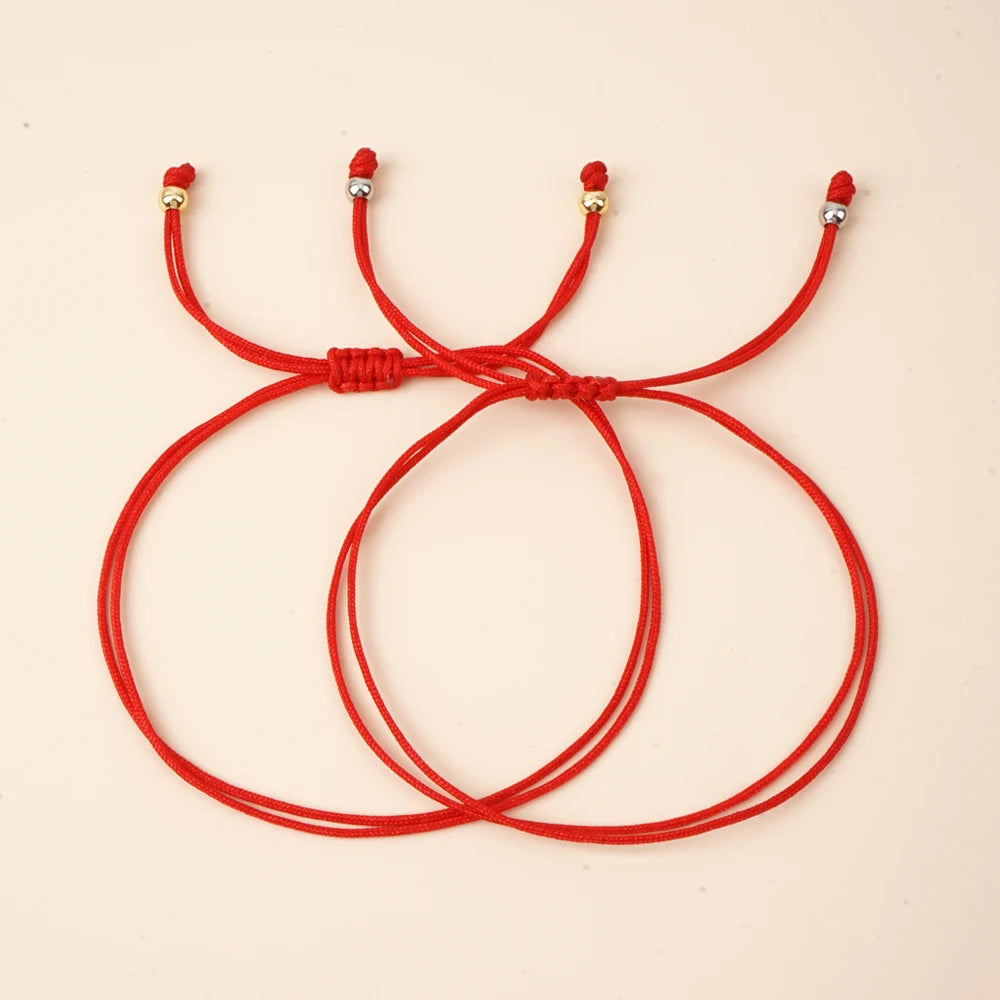 Go2boho Red Rope Bracelets Handmade Healing Luck Chain Boho Minimalist Trendy Multi-Layer Jewelry for Women Men Festival Gift