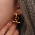 Fashion Tarnished Free Jewelry 18K Gold Plated Necklace Earring Stainless Steel Bar Necklace Earring Set for Women