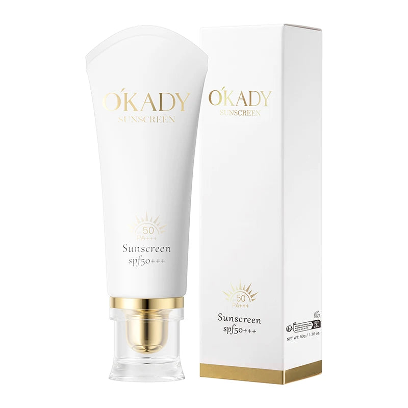 OKADY Private Label 50g SPF50+++ Oil Free UV Sunscreen Sunblock UVA UVB Natural Organic Sun Protection Waterproof Sunscreen MegaBDM
