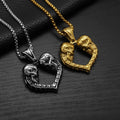 Men Stainless Steel Skull Pendant Necklace Personalized Antique Silver Skull Heart Necklace Punk Biker Necklace Jewelry for Men