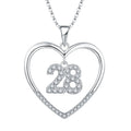 Custom Number 28 Necklaces Initial Pendants Necklace Heart Shape Love Present 925 Silver Choker Necklace for Women Jewelry
