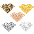 5Color Alloy Double Hole Heart Shaped Charm for Bracelet Necklace Pendant DIY Jewelry Accessories Making 27*19mm A128