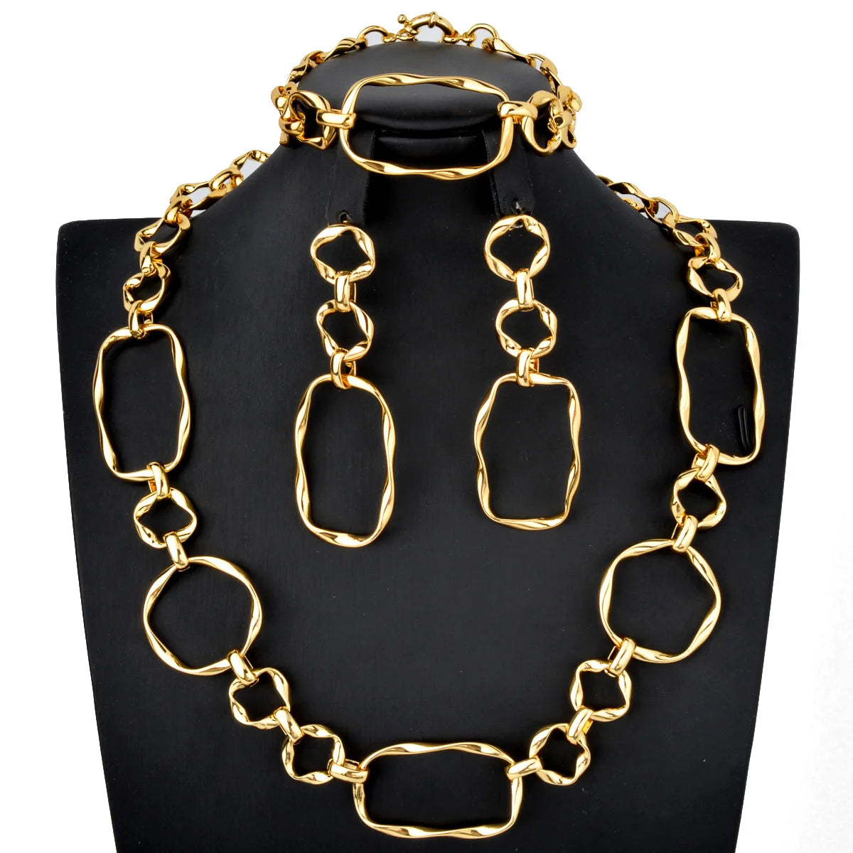 Custom Wholesale Fashion Simple Design Dubai 18k Gold Plated Luxury Bridal Wedding Jewelry Sets Women