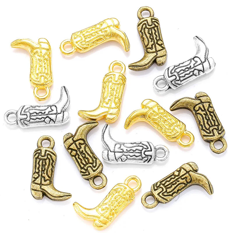 6 Color Metal Alloy Boots Shoes Charms for Necklace Key Buckle Pendants Jewelry Making DIY Handmade Craft 18*11mm N166