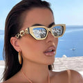 New Unique Metal Chain 2202 Cat Eye Sunglasses Eyeglasses Frame Fashion Sunglasses Women Men