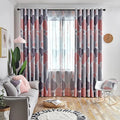 Hot Selling Polyester Geometric Printed Curtains Living Room Bedroom Home Decoration Blackout Window Pink Curtains