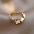 Trend Fashion Ring Set Opening Adjustable Rings Korean Fashion Jewelry Gold Color New Design Opals Bamboo Shape Rings