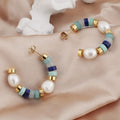 New Youthway Instagram Colorful Gold Plated Pearl Stainless Steel Open Style Hoop Earrings for Women