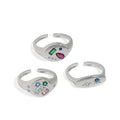 New Design Fall Colorful Rings Geometry Opening Adjustable Colorful Geometry Star Oval CZ 925 Sterling Silver Adjustable Ring
