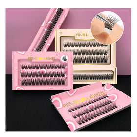 Reusable PreGlued ClusterLash Private Label Lasting 5-7daysWaterproof Press on Self Adhesive Individual Lash Clusters Upper
