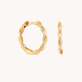 LOZRUNVE Minimalist Simple Jewelry 925 Sterling Silver Gold Texture Wave Twisted Huggie Hoop Earring Set