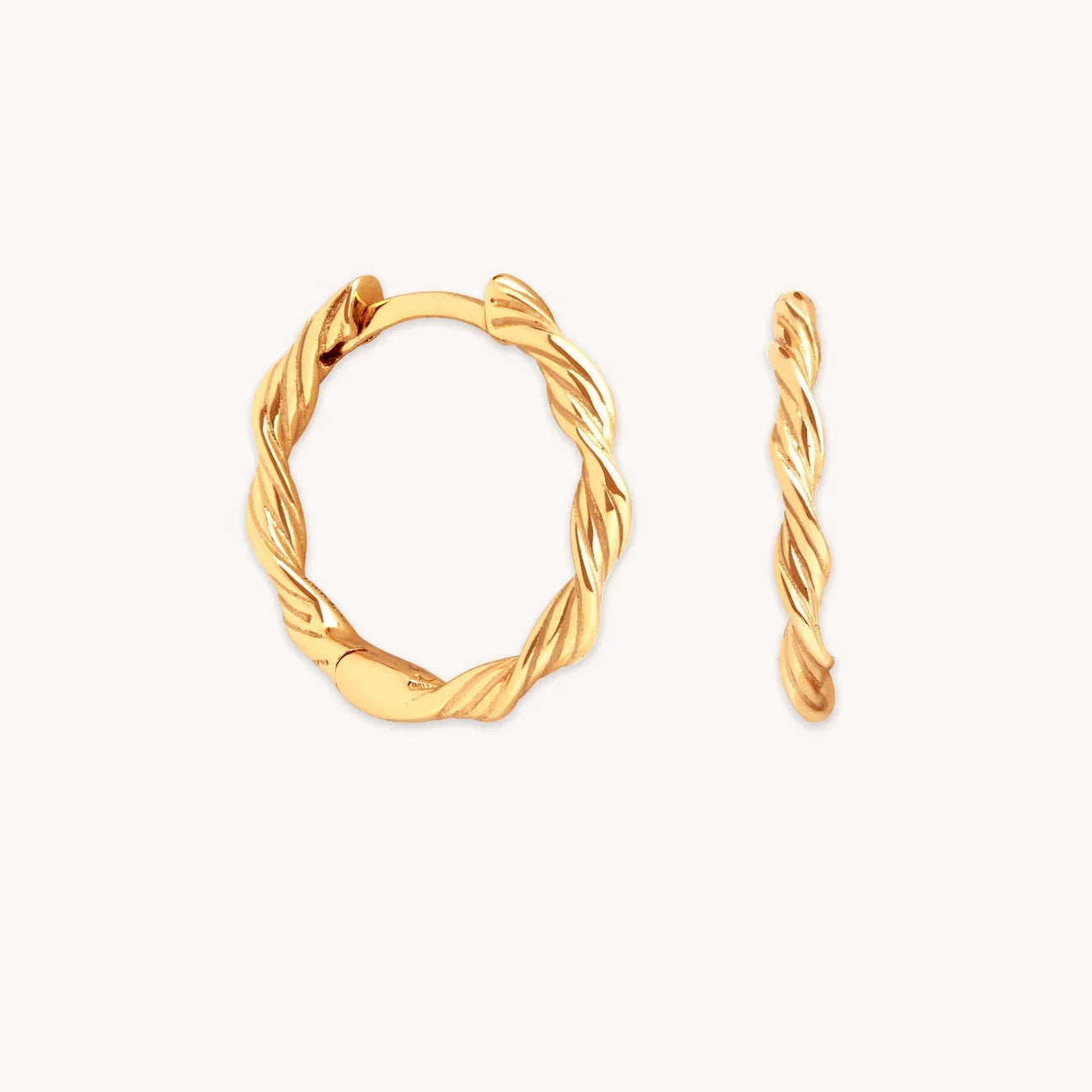 LOZRUNVE Minimalist Simple Jewelry 925 Sterling Silver Gold Texture Wave Twisted Huggie Hoop Earring Set