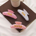 YIYI Custom Fashion European Women Word Hairclip Large Classic Engraved Text Gold Color Acetate Hair Claws Girls Hair Clip