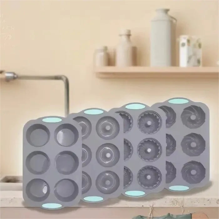 New 4 -pcs Different Styles Custom Non-stick Silicone Oven Baking Pan Cake Pan Mold Cake Cookie Bagel Muffin Kitchen Tools