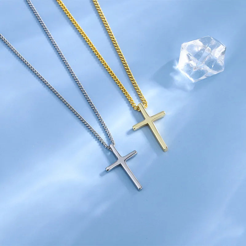 Fashion Custom Simple S925 Sterling Silver Women Charm Choker Chain Cross Pendent Necklace Jewelry
