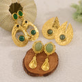 Bohemian Style 18K Gold Plated Natural Stone Irregular Texture Geometric Stainless Steel Earring Set