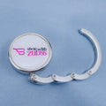 OEM Factory Custom Metal Magnetic Folding Purse Hanger / Bag Holder with "shop with Zubss" Epoxy Sticker Zinc Alloy Bag Hanger
