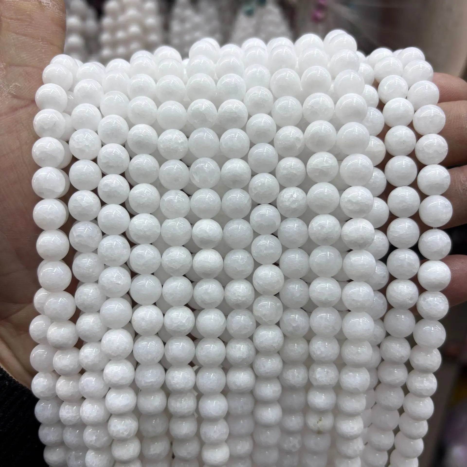 Wholesale Loose Gemstones Strands Natural 8mm White Porcelain Jade Beads Stone for Fashion Jewelry Making