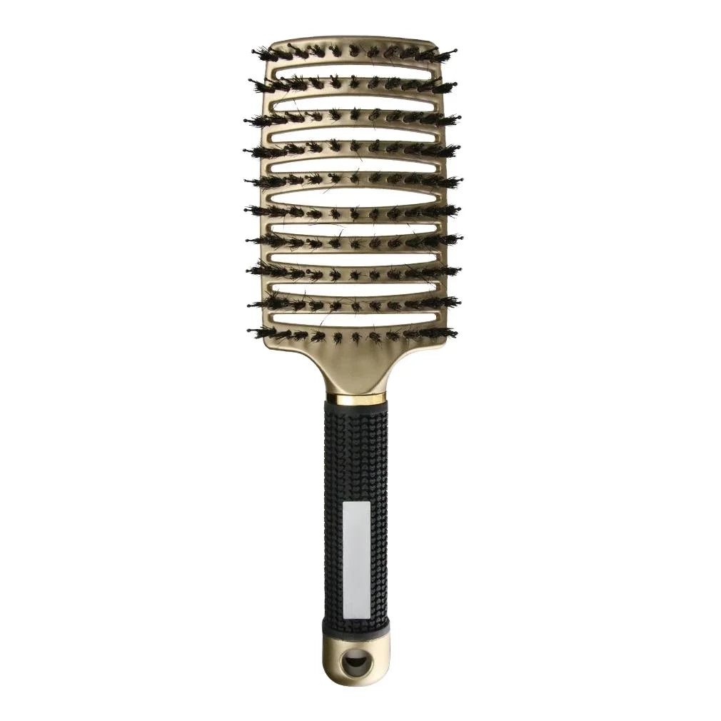 Factory Priced Custom Logo Boar Bristle Hairbrush Rubber Vented /Dry Detangling Design for Effective Professional Salon