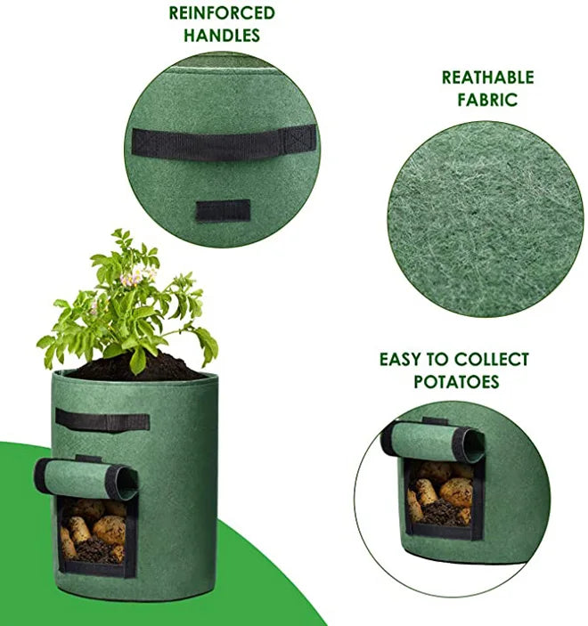 Wholesale Potato Grow Bags 7 Gallon Thick PE Fabric Pots for Plants Sturdy Handles Harvest Window