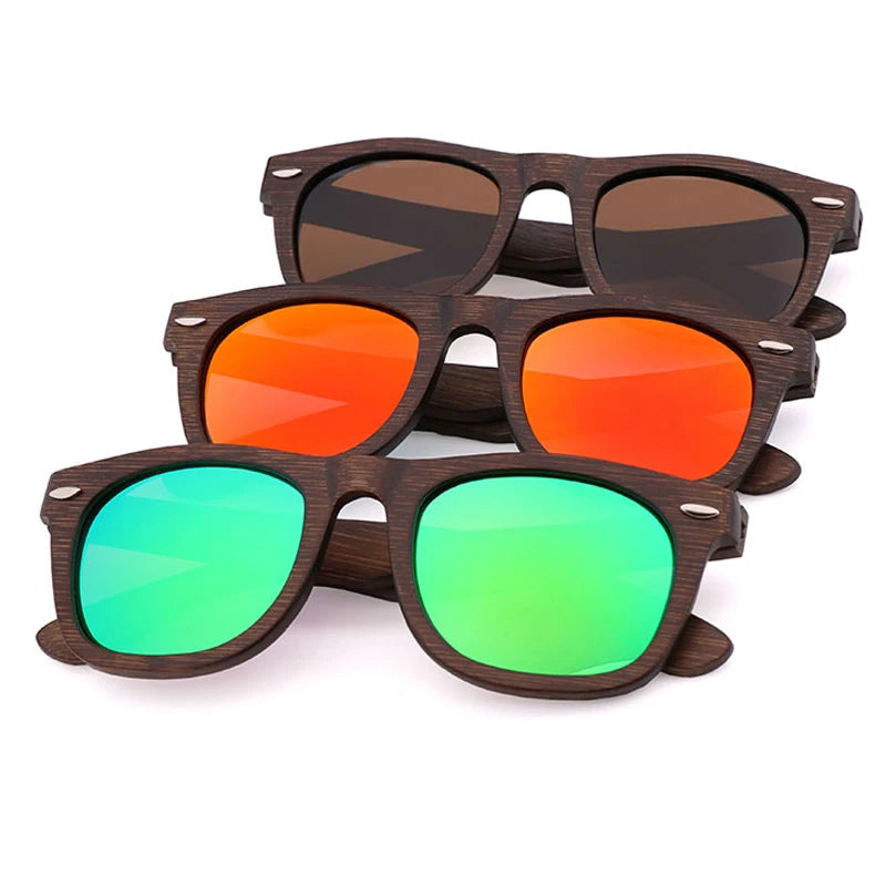 Unisex Handmade Polarized Wooden Sunglasses with Rivet Decor Custom Logo  - Perfect for Daily Use & Vacation
